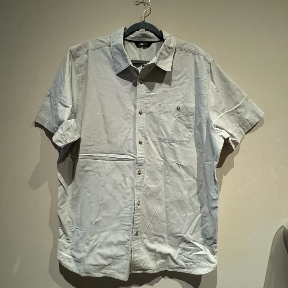 The North Face light gray button down shirt size XL